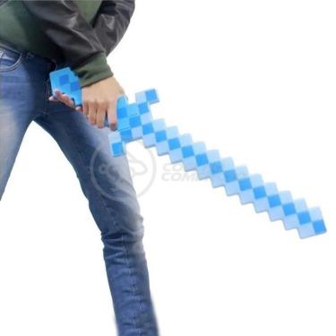 Imagem de Kit Brinquedo Espada Pixel Minecraft 58cm C/Som Luz+3 Pilhas