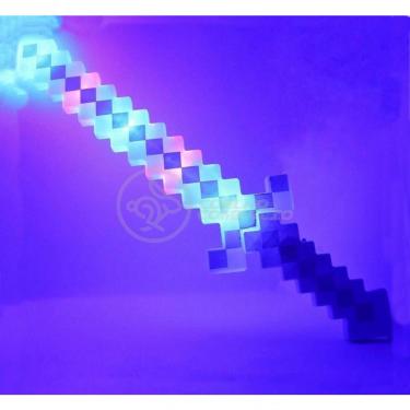 Imagem de Kit Brinquedo Espada Pixel Minecraft 58cm C/Som Luz+3 Pilhas