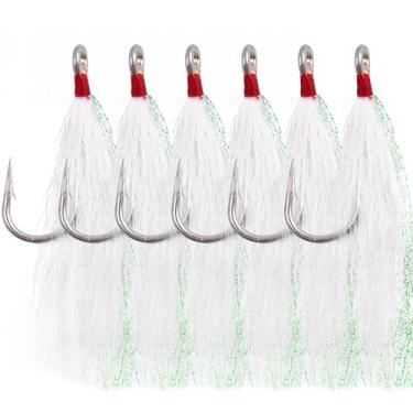 Imagem de Bucktail Teasers anzóis de pesca de água salgada Linguado de aço inoxidável Ganchos de pesca Bucktail Mylar Teasers inseridos para peixe-gato bacalhau linguado Hi/Lo Rig