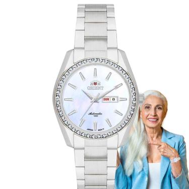Imagem de Relógio de Pulso Orient Feminino Automático Pequeno Redondo Prova Dágua 100 Metros Casual Prata NH6SS004 B1SX