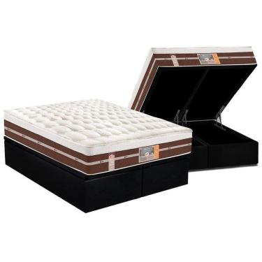 Imagem de Cama Box Baú Queen: Colchão Molas Ensacadas Castor Silver Star Air Híbrido+Base Black(158X198)