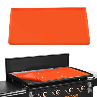Imagem de XWIHTR Tapete De Silicone Para Chapa Blackstone 28'', Cobertura Resistente Alimentos, Proteção Total Contra Sujeira, Ferrugem, Insetos E Folhas - Uso Em Todas As Estações (Laranja, 28")