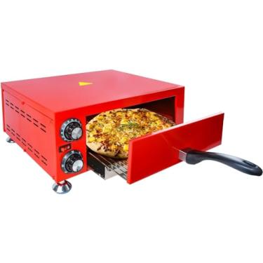 Imagem de Generic Forno De Pizza Elétrico Bancada Para Uso Interno, 12" Aço Inoxidável Comercial Com Temporizador 60 Minutos, Vermelho