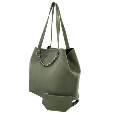 Imagem de Bolsa Feminina Sacola Corrente Mais Necessaire (Bolsa Saco Kiara - Verde)