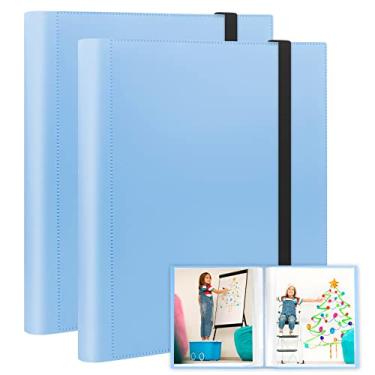 Imagem de Aevdor Álbum De Fotos 8,5 X 11 Com Capacidade Para 68 Fotos, Pasta Portfólio Arte Capas Plásticas Infantil, Esboço (Pacote 2, Azul)