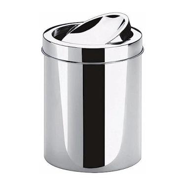 Imagem de Lixeira em inox basculante 5 litros cesto de lixo tampa giratoria vai e vem luxo banheiro cozinha escritorio