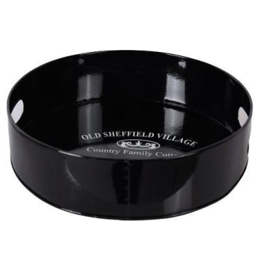 Imagem de Bandeja Redonda Classic Black 25x7 Aço Galvanizado - Bene Casa, Preto