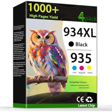 Imagem de ASANSH Cartucho de tinta 934XL 935 de alto rendimento para impressoras Officejet Pro 6200 6230 6835 Officejet 6812 6815 6820 6800 (pacote com 4)
