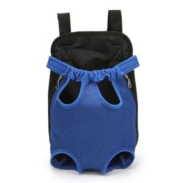 Imagem de Mochila Bolsa Canguru para Transporte de Pets Cães e Gatos Alça Ajustável Tecido Respirável Passeio Animal Cachorro Pequeno e Medio Porte Felinos Filhote Tamanhos P ao GG (Azul, P)