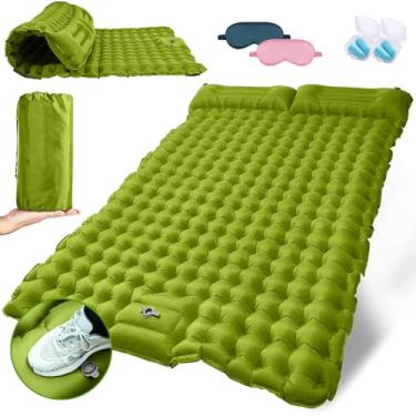 Imagem de Colchão Inflável Double, Portátil Dobrável, Rápida Inflação/Deflação, Impermeável, Comfort, Camping, Viagem (Verde)