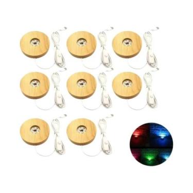 Imagem de Suporte De Lâmpada De Luz Noturna Bola De Cristal Base De Madeira Maci