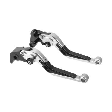 Imagem de A ABSOPRO Alavancas de embreagem de freio longas curtas para Yamaha YZF R1 2009-2014 6 alavancas de freio ajustáveis para guidão de motocicleta liga de alumínio cabeça prateada alça preta