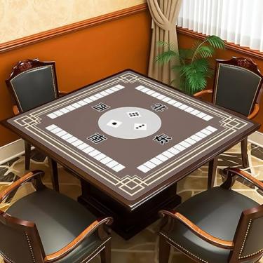 Imagem de SUAREA Mahjong Table Cover Mat with Rules, Non-Slip Gaming Surface, 31 inch Waterproof Mahjong Mat for Dominoes/Poker Cards/Board Games (Brown)