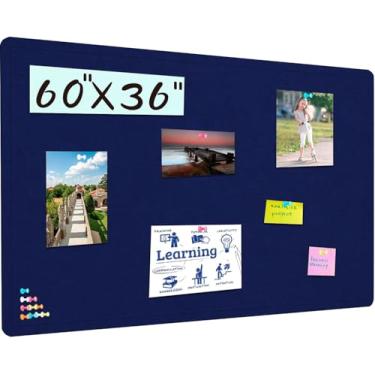 Imagem de Quadro de avisos grande, quadro de cortiça de 152 x 91 cm com 30 pinos, quadro de cortiça de feltro de 1,5 m x 7,8 cm, quadro de aviso autoadesivo, quadro de humor quadro de fotos dobrável para parede