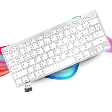 Imagem de Teclado Sem fio Bluetooth e Receptor USB 2.4GHz ABNT2 Padrão Brasileiro Com tecla "Ç" Teclado para Tablet e Celular, Android e iOS, Teclado para Notebook