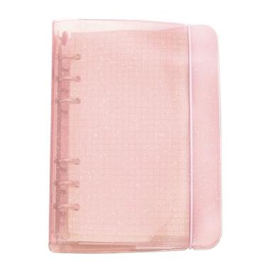 Imagem de Pasta de arquivo A6/ A5 com 6 furos coloridos PP com anel redondo para fichário para protetores de folhas soltas (rosa camafeu, mini conjunto A5)