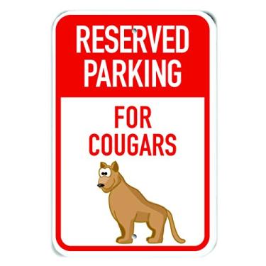 Imagem de PetKa Signs and Graphics Placa de alumínio PKRP-0114-RA_ "Reserved Parking for Cougars", 30,5 x 45,7 cm, desenho animado Cougar