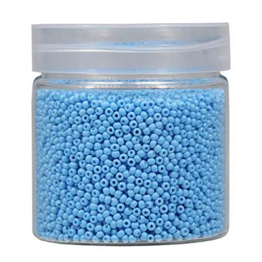 Imagem de Bala&Fillic Contas de sementes quase uniformes de tamanho redondo de 2 mm 10.000 peças/110 gramas em caixa azul claro 12/0 contas de vidro pequenas para fabricação de joias, orifício de 0,6 mm (azul