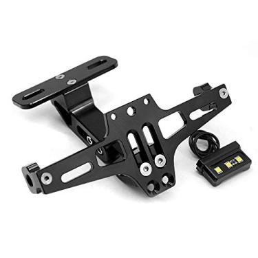 Imagem de Suporte universal para placa de motocicleta para para-choque com luz traseira de LED de alumínio para Kawasaki Z750 Z800 Z900 Z1000 Z300 Z250 GSXR 600 750 1000 Duke 125 200 250 390 690 - Preto