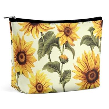 Imagem de RTFNGLS Bolsa de maquiagem portátil de verão para viagem com girassol bolsa de maquiagem bolsa de maquiagem portátil bolsa de maquiagem bolsa de maquiagem de viagem de grande capacidade