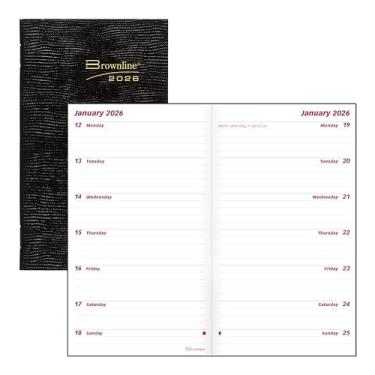 Imagem de Brownline® Agenda de bolso essencial de duas semanas 2026, 12 meses, janeiro a dezembro, encadernação costurada, 15 cm x 9 cm, preta (C5626.81Z-26)
