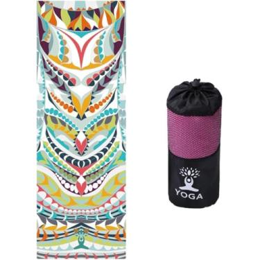 Imagem de Toalha De Yoga, Toalha De Yoga Antiderrapante, Toalha De Tapete Com Bolsa De Transporte De Canto Inteligente D Alça Elástica, Toalha De Tapete De Microfibra Absorvente De Suor & Secage, L