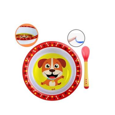 Imagem de Kit Prato Fundo + Colher De Silicone Infantil Livre BPA - Arts, Cachor