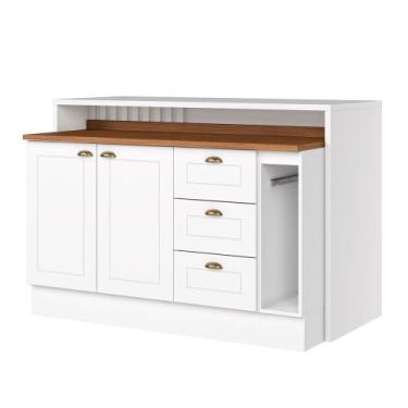 Imagem de Balcão com Ilha Gourmet 2 Portas 3 Gavetas com Tampo Americana Henn - 