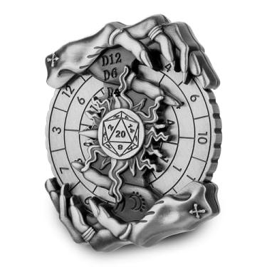 Imagem de Spinner DND Dice Set, Metallic D&D Dice, Magic Hand Roulette Dice Spinner for DND Dice Set, D&D Gifts with Gift Box, Christmas Birthday Gifts, Role Playing Game Board Game Accessories, Silver