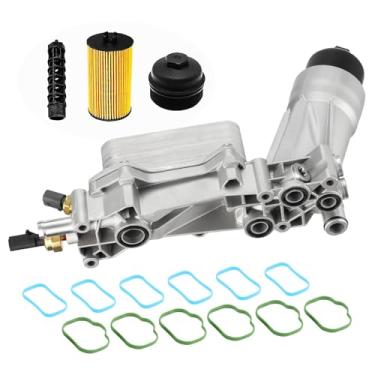 Imagem de ISINFLASH 926-876 Caixa de filtro de alumínio do refrigerador de óleo do motor adequada para Dodge Journey Charger Challenger Caravan Durango Avenger Wrangler Grand Cherokee Chrysler 200 300 Town