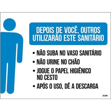 Imagem de Placa Sinalização Conservação Banheiro Masculino 36X46