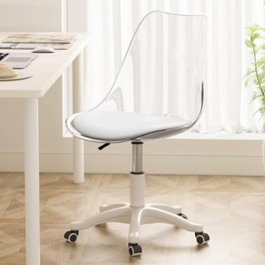 Imagem de Cadeira De Mesa Moderna, Cadeira Giratória De Trabalho De Escritório Em Casa Giratória Cadeira De Computador Bonito Sem Braços Assento Pp Para Trabalho, Estudo, #4