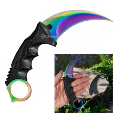 Imagem de Karambit com Lâmina Afiada Inox, Empunhadura com Furo e Capinha Protet