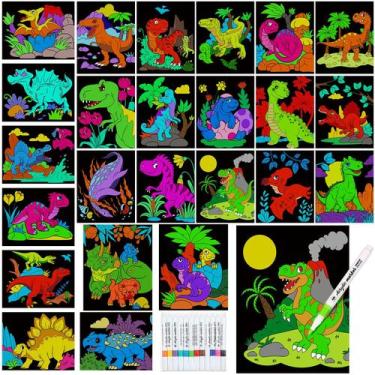 Imagem de Pôsteres para colorir Zhanmai Back to School Dinosaur com canetas