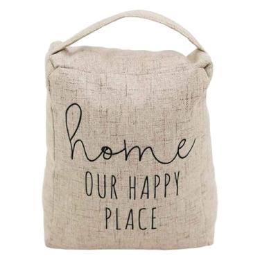 Imagem de Home Our Happy Home rolha de porta de tecido decorativo com alça, batente de chão com peso de tecido para quarto e sala de estar, portas externas, 19 cm L x 11 cm P x 23 cm A