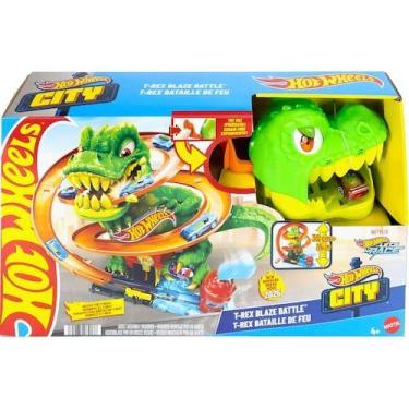 Imagem de Hot Wheels Pista de Brinquedo T-Rex x Quartel de Bombeiros Mattel