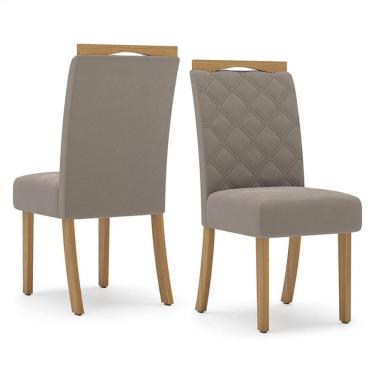Imagem de Cadeira para Mesa de Jantar Belle Kit 02 Peças Nature Marrom Amêndoa - Henn
