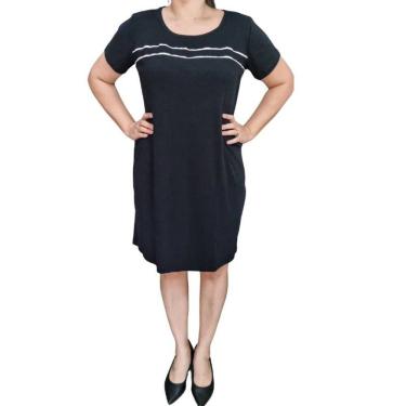 Imagem de Vestido Preto Essência Canelado Plus Size