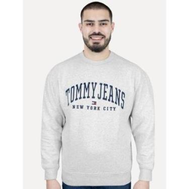 Imagem de Moletom Tommy Jeans Masculino Relaxed C-neck Varsity Cinza Claro Mescla-Masculino