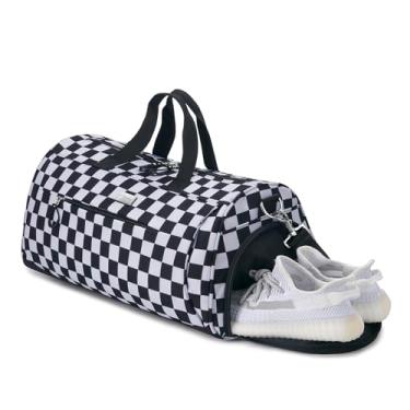 Imagem de TOPDesign Bolsa de ginástica para mulheres e homens, bolsa esportiva unissex com compartimento para sapatos e bolso molhado para viagens, esportes, academia, Tabuleiro de xadrez, Large, Academia