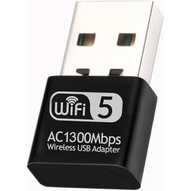 Imagem de Adaptador USB WiFi AC1300, adaptador WiFi de banda dupla 2,4G/5G para PC Desktop, Adaptateur WiFi, Clef WiFi Dongle, cles USB 3.0 Pour Internet, suporta Windows 11/10/8.1/8/7/XP, Mac OS 10.9-10.15