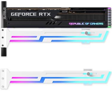 Imagem de GSCOLER ARGB Suporte para GPU, suporte universal para placa gráfica GPU, suporte para GPU ajustável em vários ângulos para placas de vídeo, modos RGB de 16,8 m, suporte de GPU embutido 5V3PIN com fita