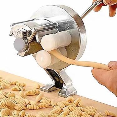 Imagem de Máquina Manual Cavatelli Maker, Máquina De Macarrão De Aço Inoxidável Com Rolos Fáceis De Limpar, Máquina De Prensa De Macarrão Macarrão Para Espaguete Fettucini, Nhoque