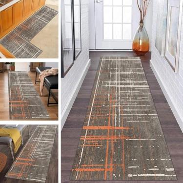 Imagem de Tapete Corredor De Corredor Marrom Laranja 1,5 M 2 M 2,5 M 3 M 3,5 M 4 M 4,5 M 5 M 6 M Tapete Longo Antiderrapante Para Cozinha Sala De Estar Cabeceira Lavável Tapetes Estreitos, 70×450cm/2.3ft×14.8ft