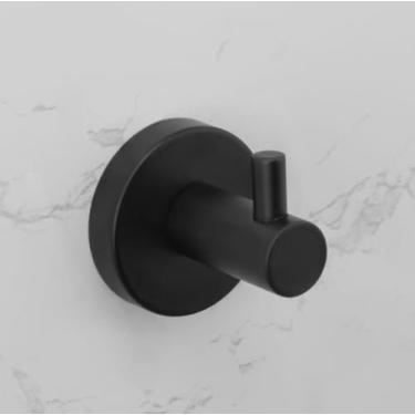 Imagem de Acessórios para banheiro Toalheiro Prateleira Barra Suporte para rolo de papel com capa Suporte para toalha de mão Gancho para roupão Suporte para escova de vaso sanitário Preto (gancho único)