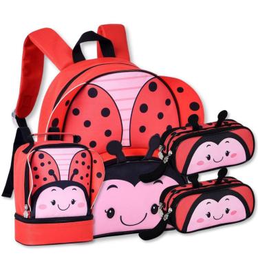 Imagem de Mochila Infantil Feminina C Lancheira E Dois Estojos Escolar