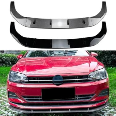 Imagem de Difusor de para-choque dianteiro compatível com Polo MK6 2018+ Kit de carroceria para para-choque dianteiro Spoiler Lip Splitter Capa protetora acessórios para carro (aparência de fibra de carbono)