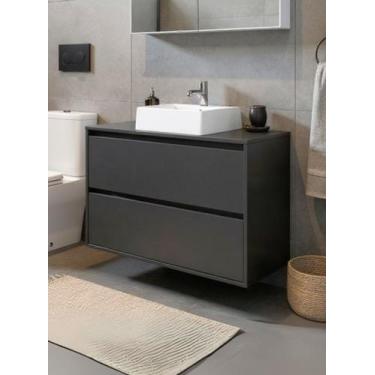 Imagem de Gabinete para Banheiro com Cuba 80cm Mdf Grafite Dubai - On Móveis