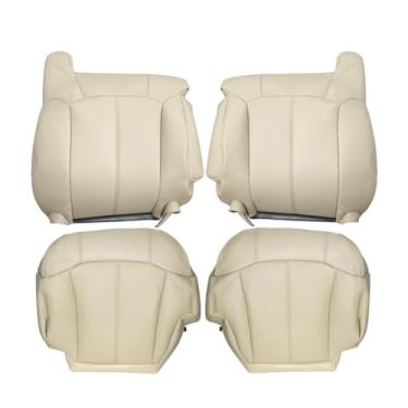 Imagem de GXARTS Capa de assento de couro de substituição inferior e superior lateral do motorista e do passageiro xisto caramelo claro #522 ou 922 Apto para Chevy Suburban 1500 2500 Tahoe 1999 2000 2001 2002