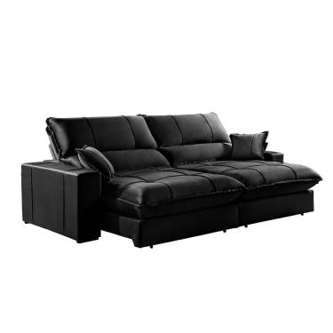 Imagem de Sofá Zeus Reclinável Retrátil Pillowtop E Espuma D28 Zarat Preto